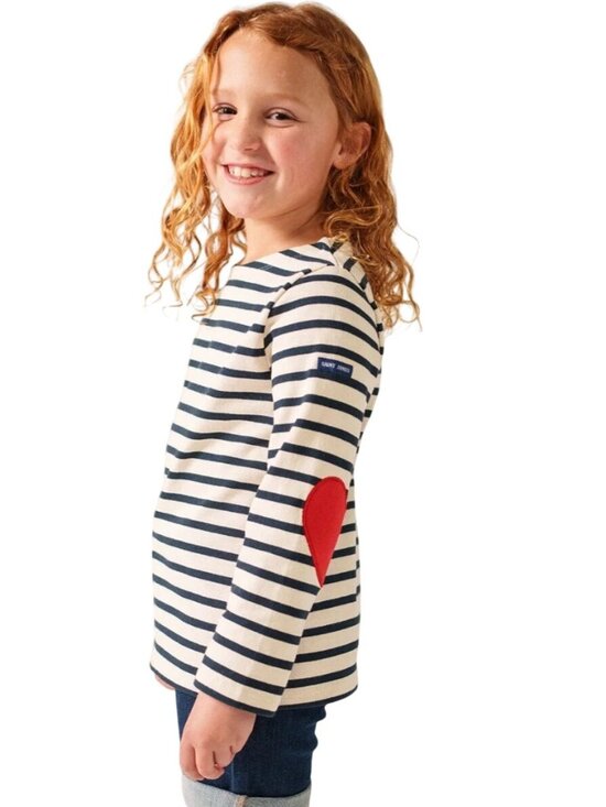 Saint James Other - Saint James NWT Vaujany Kid Beton Shirt Striped Heart Patch Sleeve Size 12y